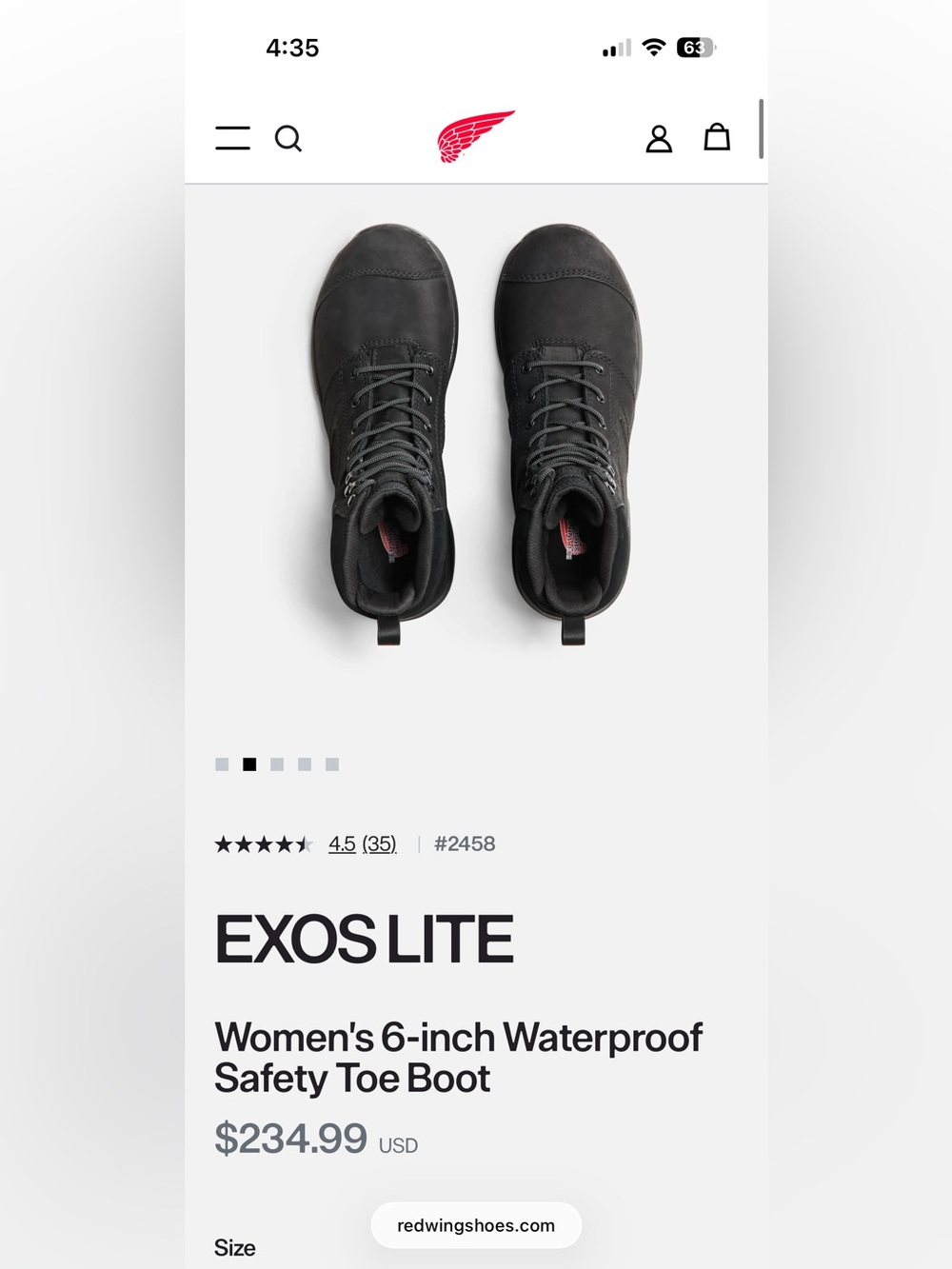 Red Wing Exos Lite #2458 - Women’s Steel Toe Work Boots